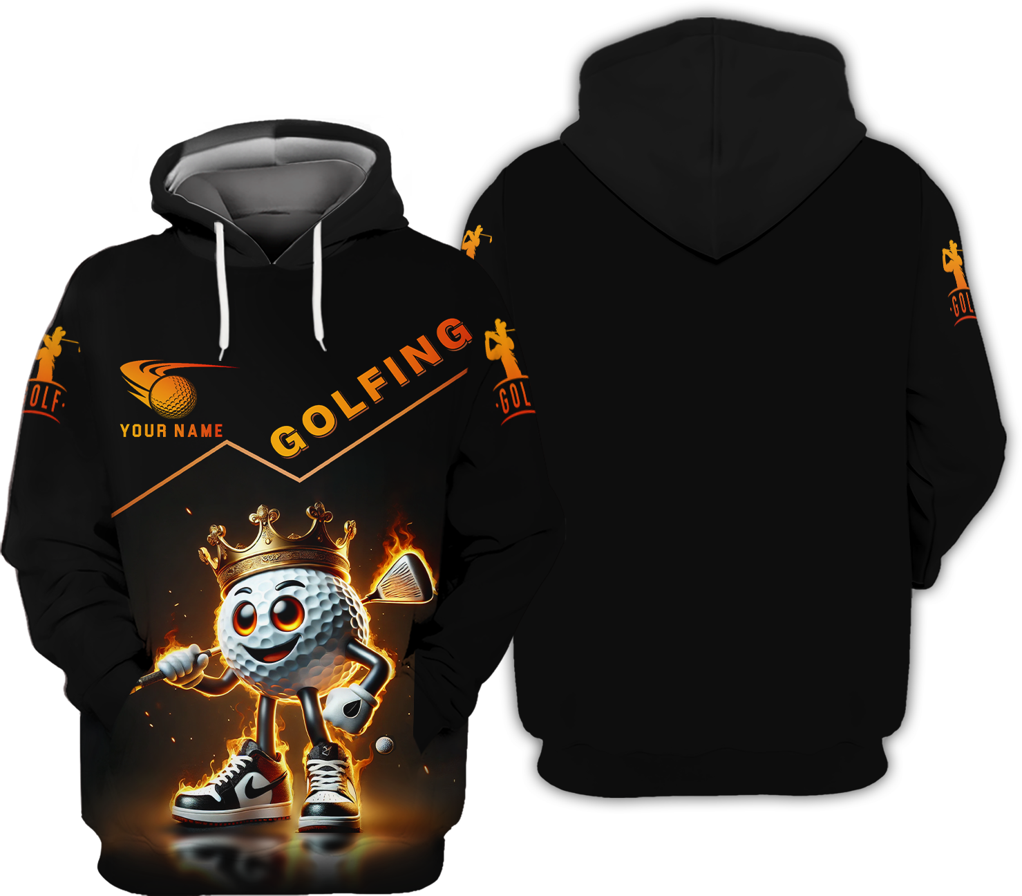 Custom Golf King Fire, Men's Golf Polo Shirt With Name, Golfing Apparel, Gift For Golfers