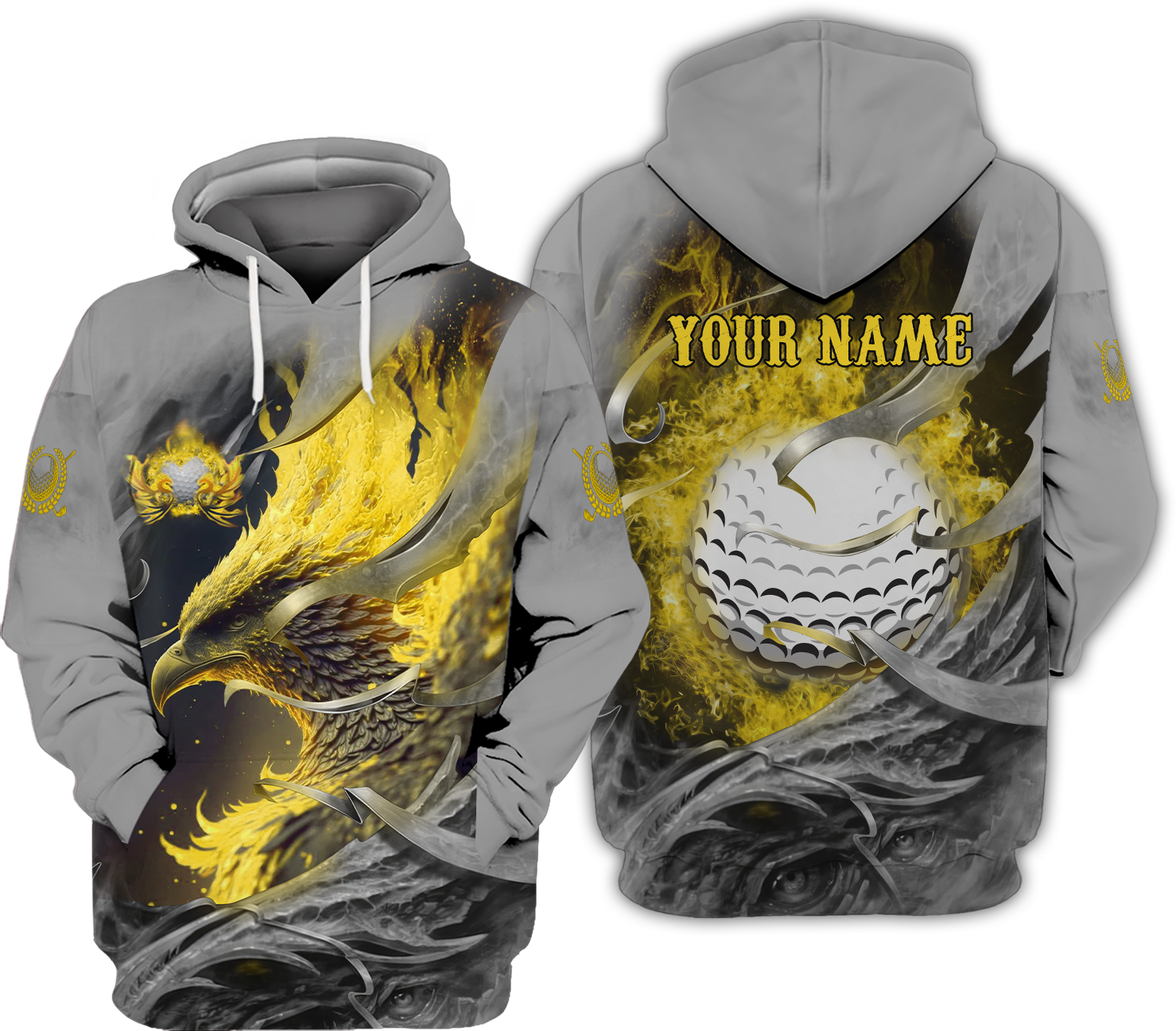 Golden Phoenix Custom Golf Polo Shirt, Golf Apparel, Golf Gift For Men