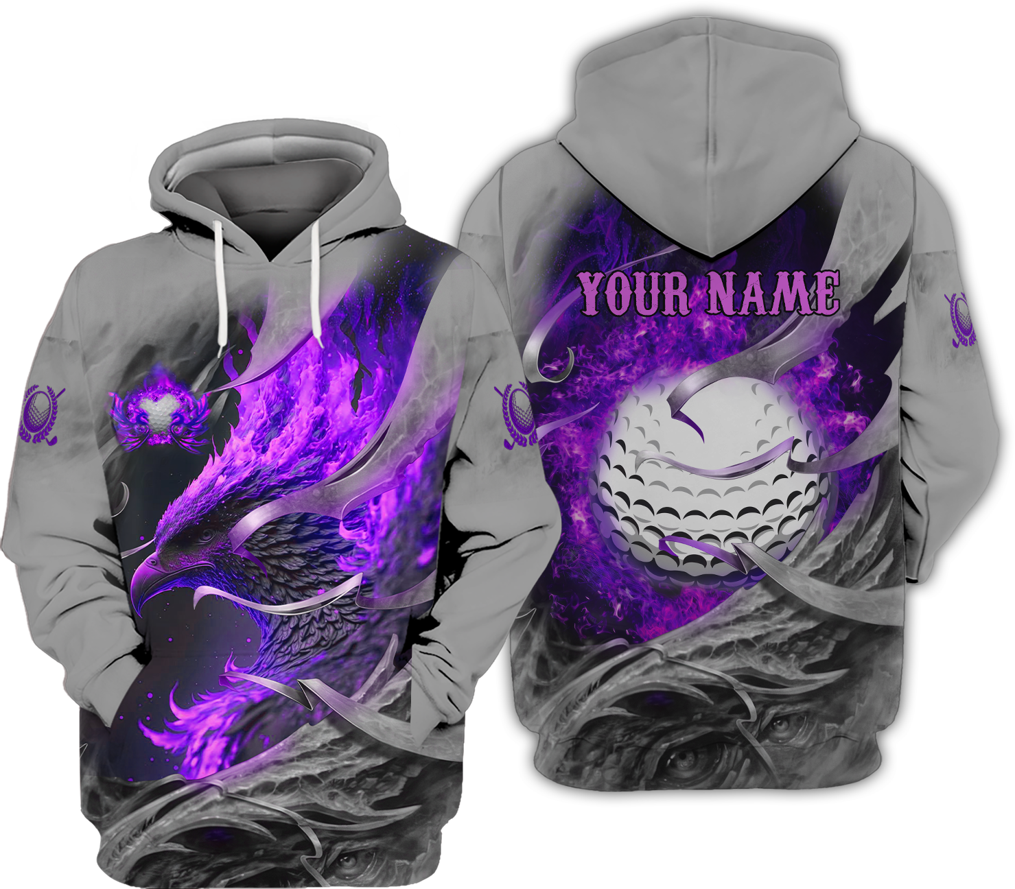 Purple Phoenix Custom Golf Polo Shirt, Golf Apparel, Golf Gift For Men