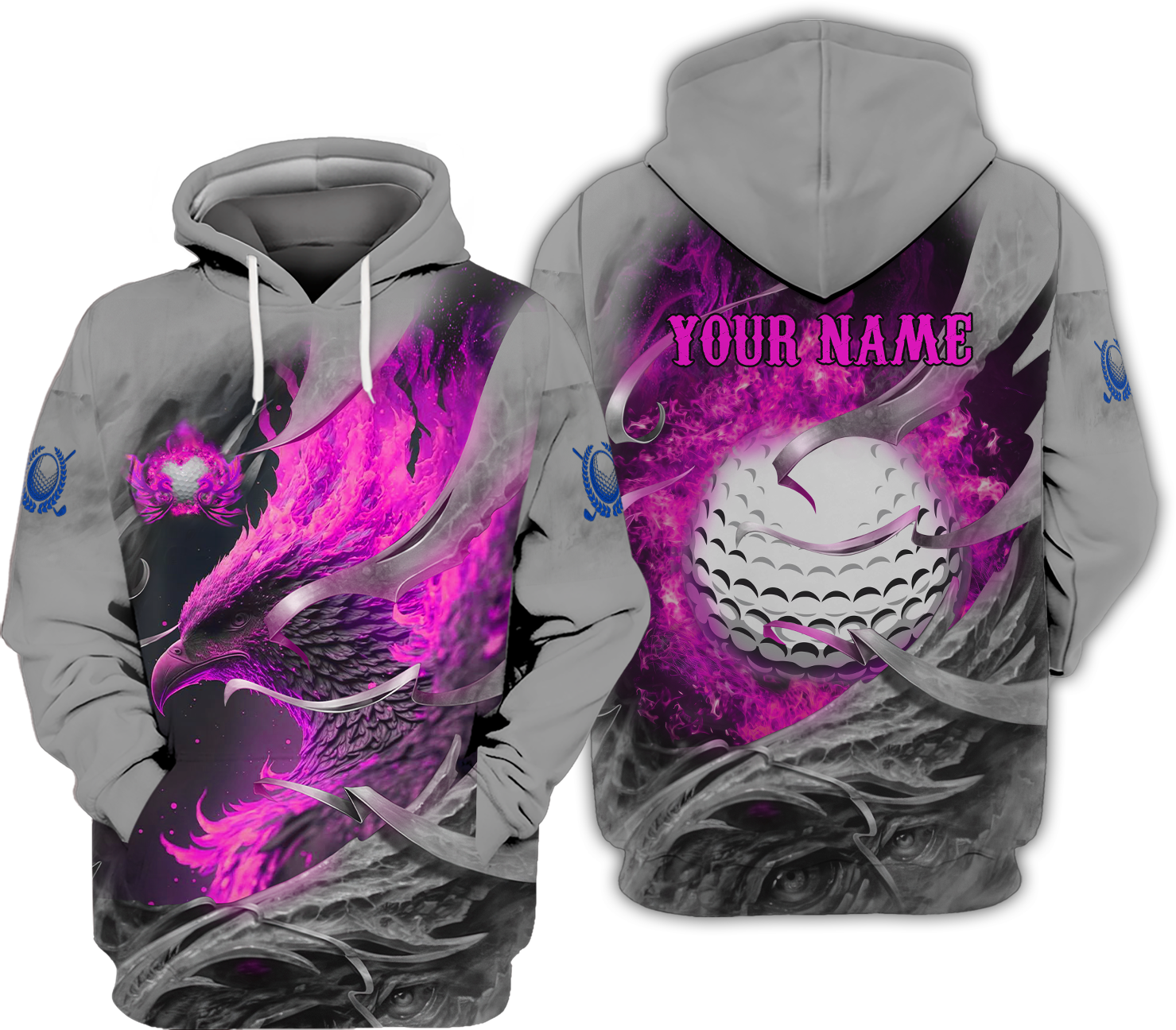 Pink Phoenix Custom Golf Polo Shirt, Golf Apparel, Golf Gift For Men