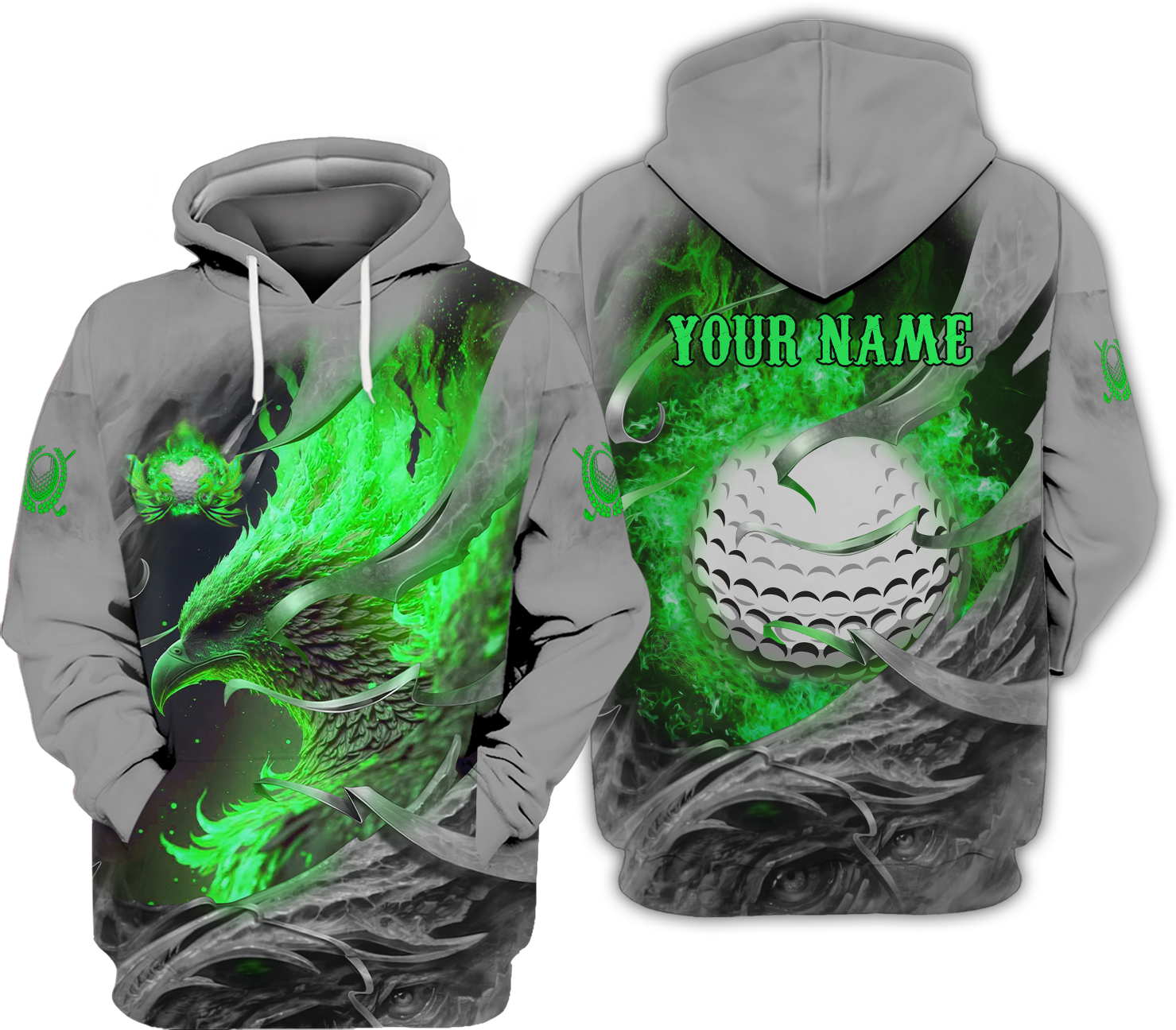 Green Phoenix Custom Golf Polo Shirt, Golf Apparel, Golf Gift For Men