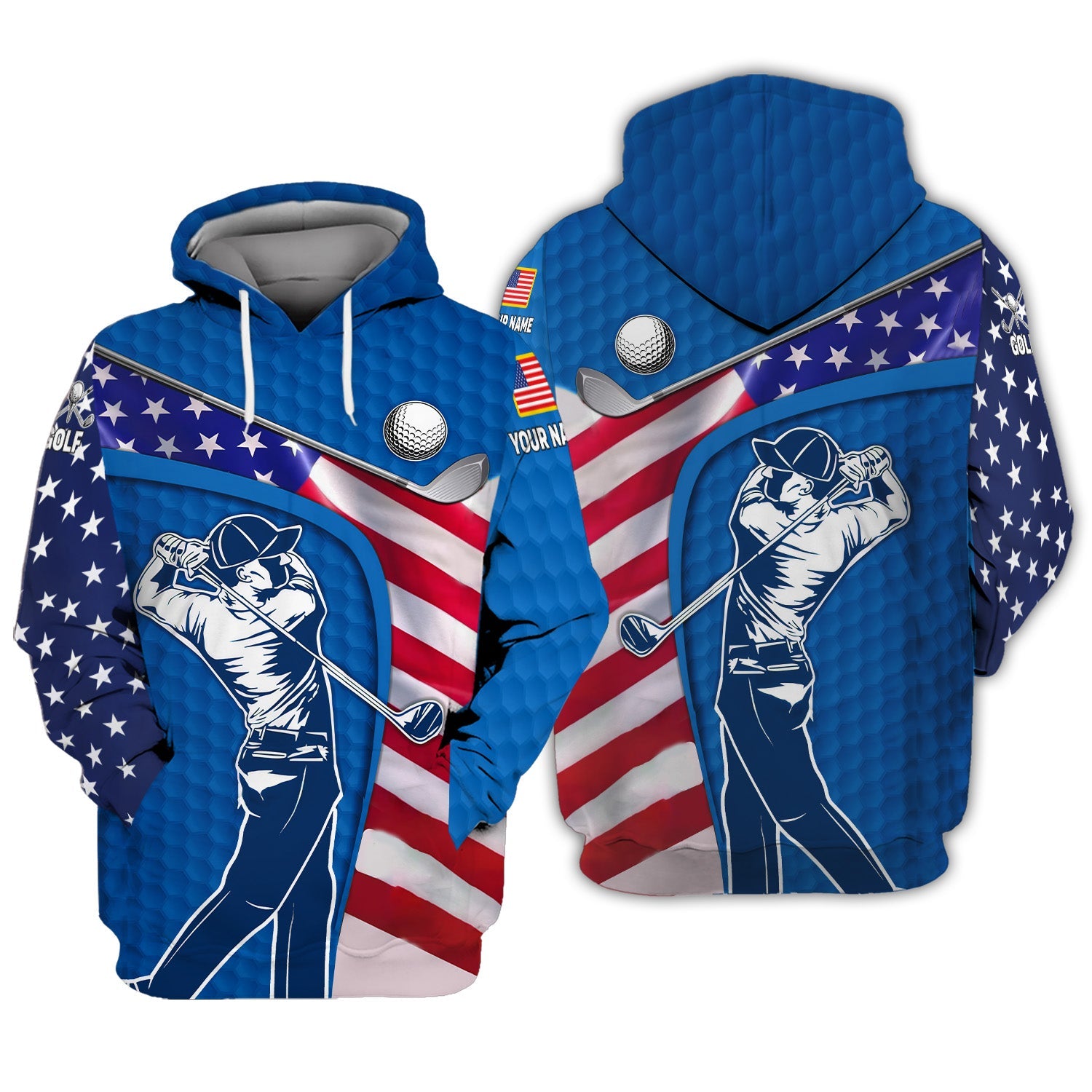 Blue Custom Men's Golf Polo Shirt, Golfing Apparel, Mens Golf Gift