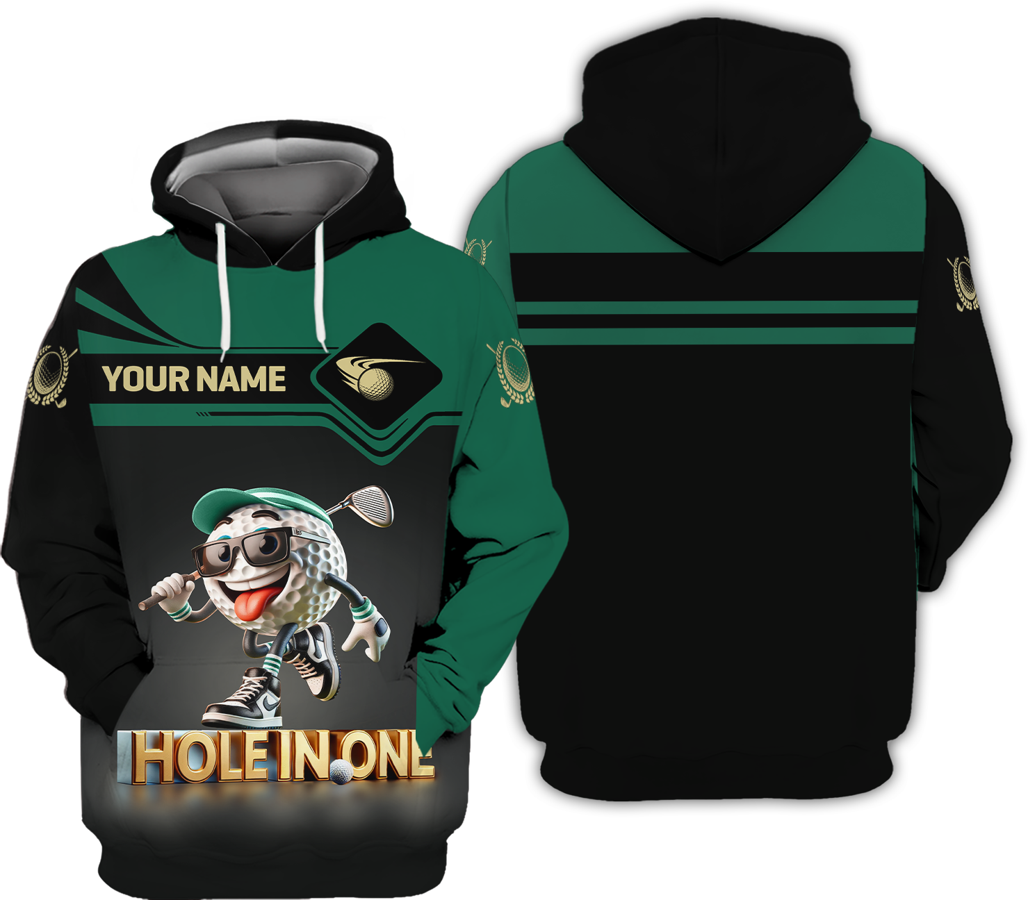 Hole In One Funny Golf Ball, Custom Men's Golf Polo Shirt, Golfing Apparel, Funny Golf Shirt, Gift For Golfers