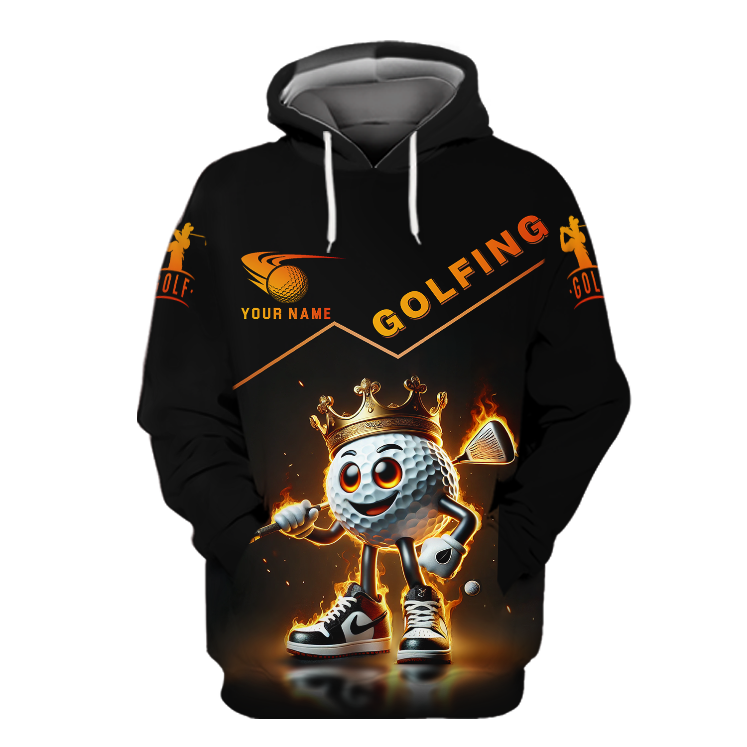 Custom Golf King Fire, Men's Golf Polo Shirt With Name, Golfing Apparel, Gift For Golfers