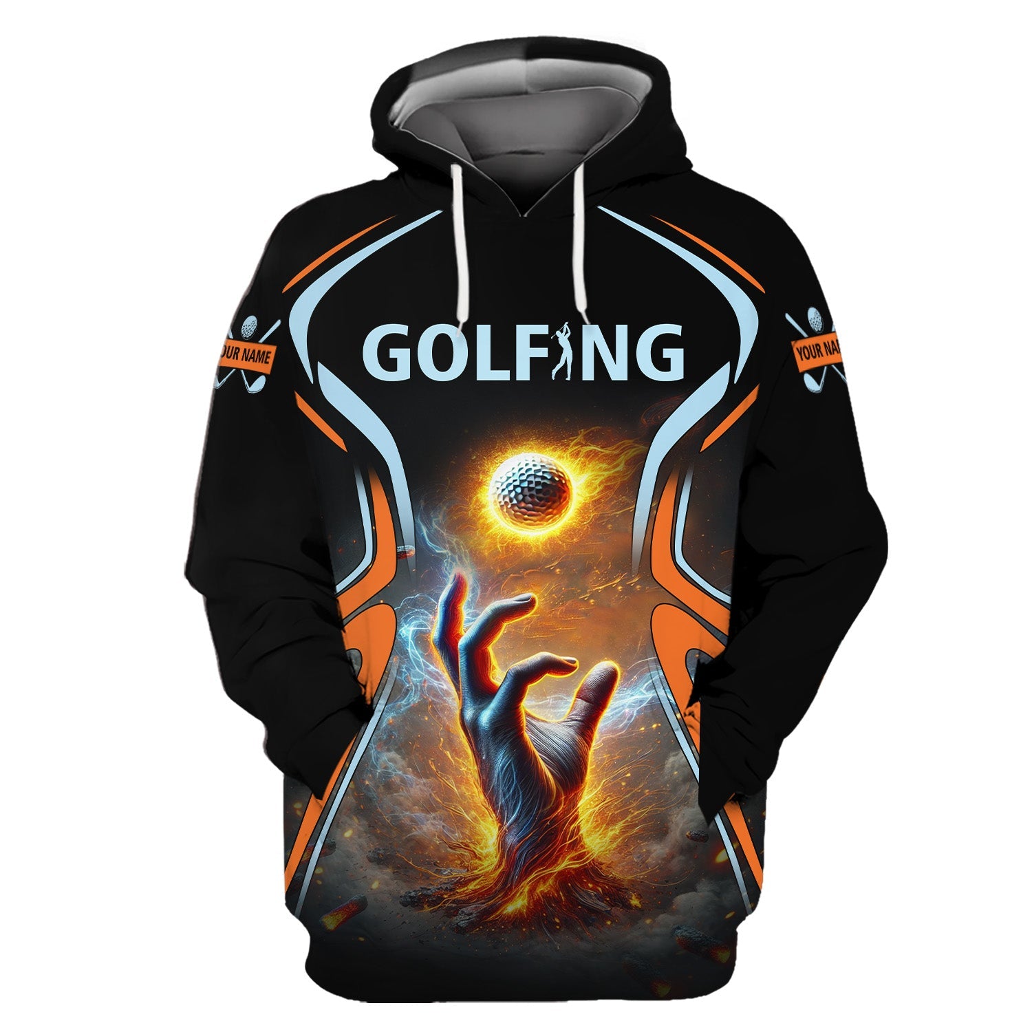 Golf Ball Fire Custom Golfing Men's Golf Polo Shirt, Golfing Apparel, Mens Golf Gift