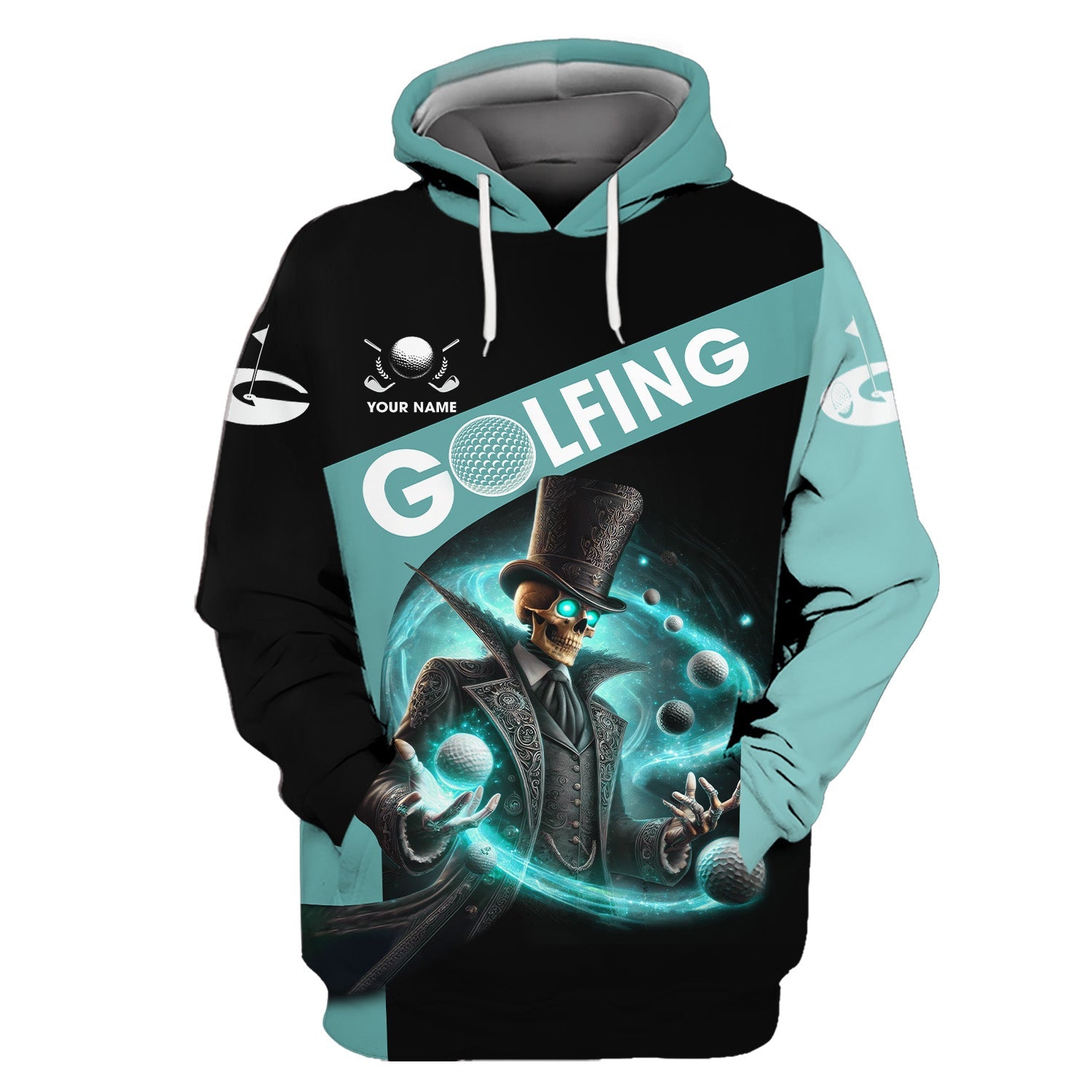 Skeleton Golf Custom Men's Golf Polo Shirt, Golfing Apparel, Skull Golf Shirt, Gift For Golfers