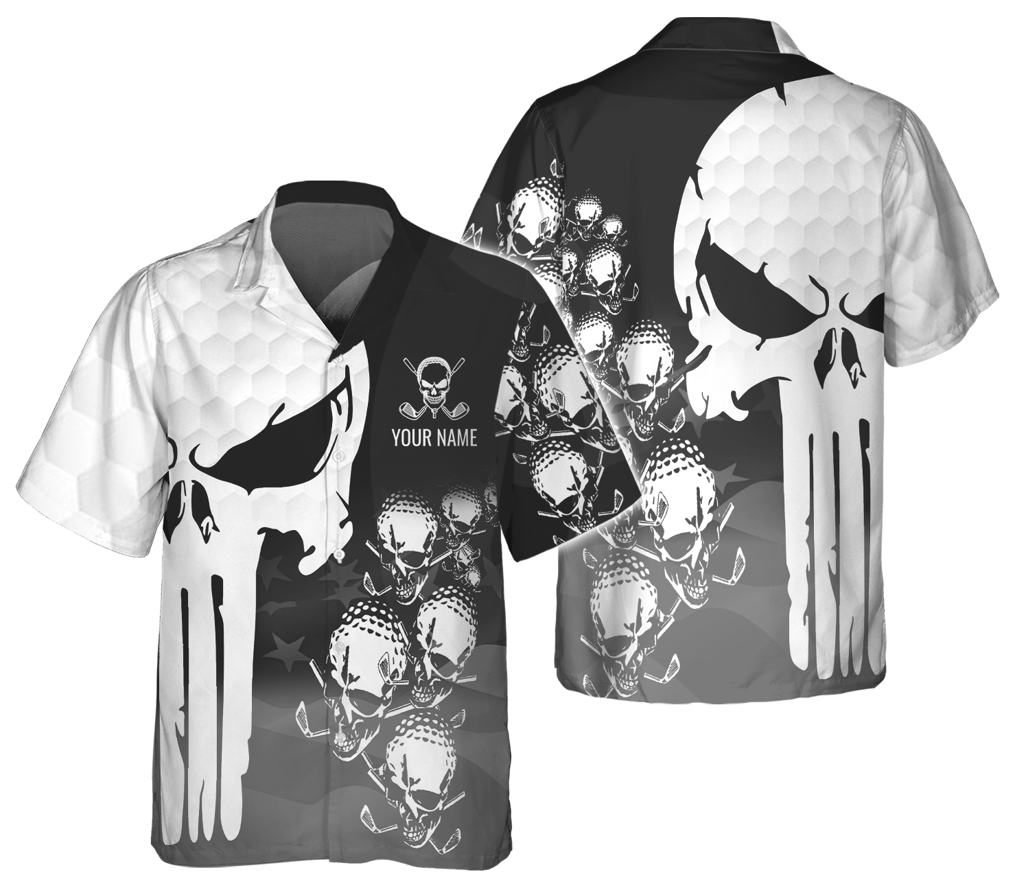 Punisher Skull Golf Polo Shirt, Skull 3D Art Shirt, Golfing Apparel, Gift For Golfers