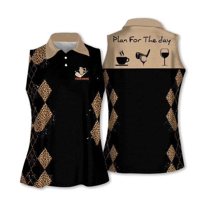 Plan For The Day Leopard Print Golf Shirt, Ladies Sleeveless Golf Shirts, Golf Shirt For Women
