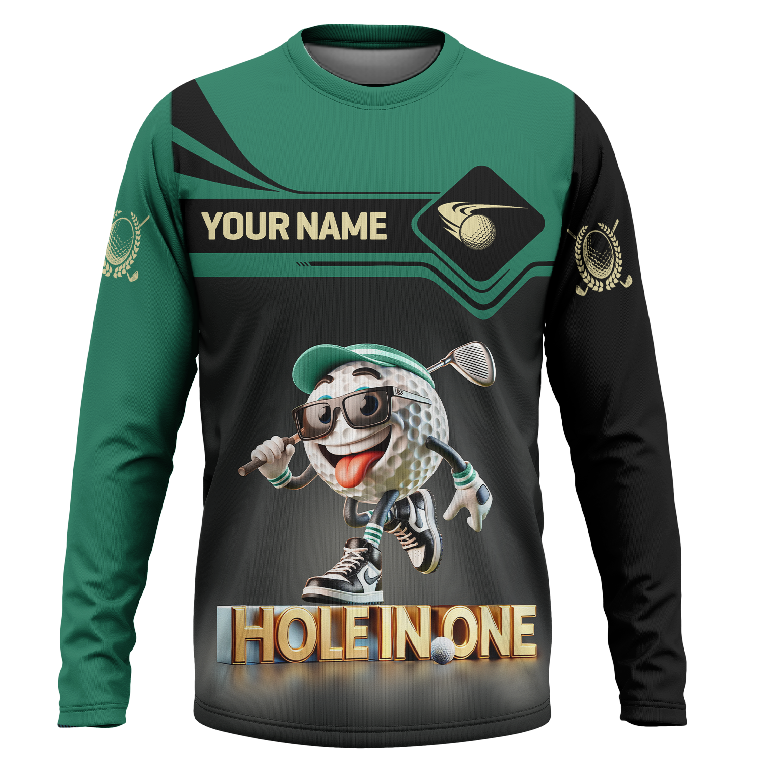 Hole In One Funny Golf Ball, Custom Men's Golf Polo Shirt, Golfing Apparel, Funny Golf Shirt, Gift For Golfers