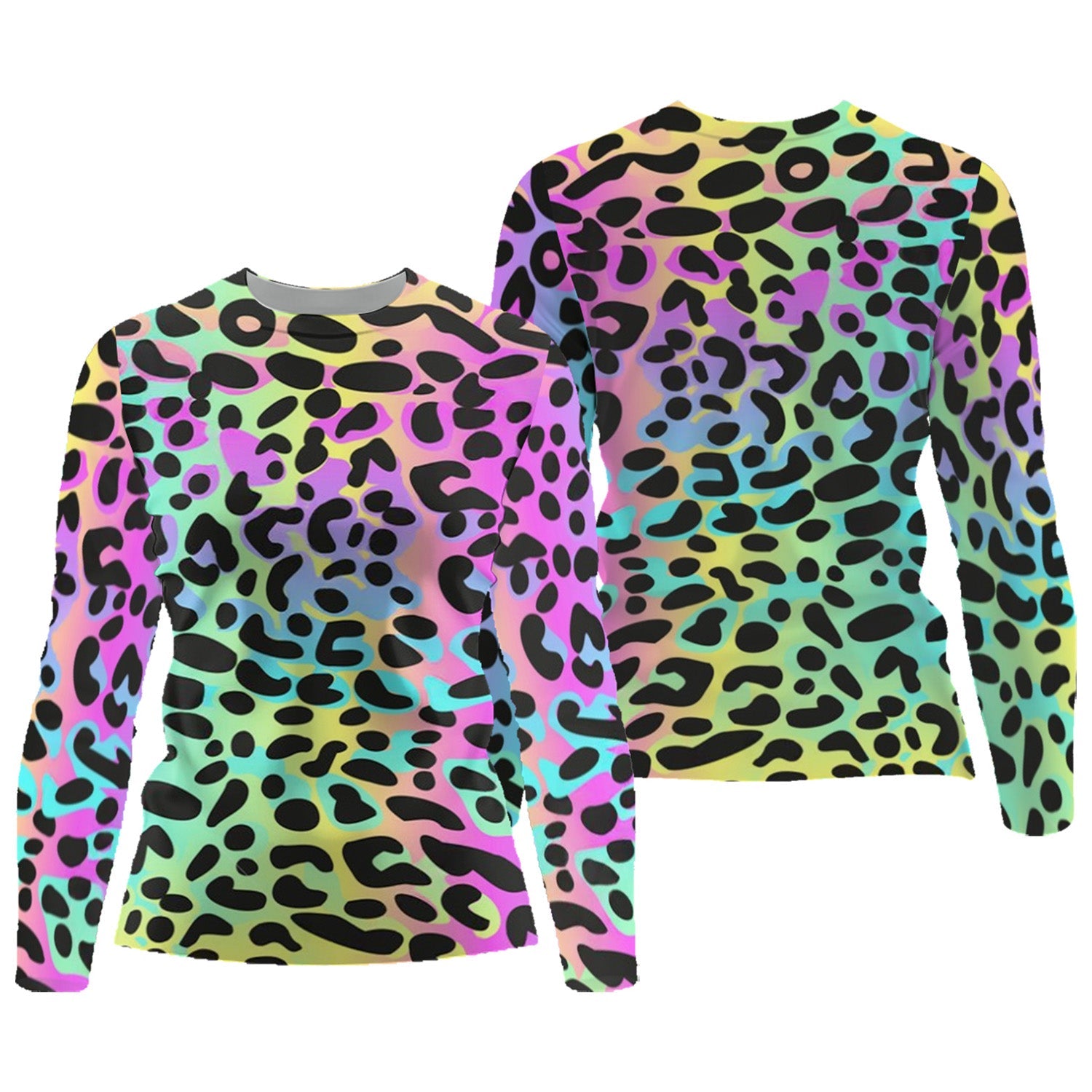 Rainbow Leopard Print Womens Golf Polo Shirt, Golfing Apparel, Womens Golf Gifts