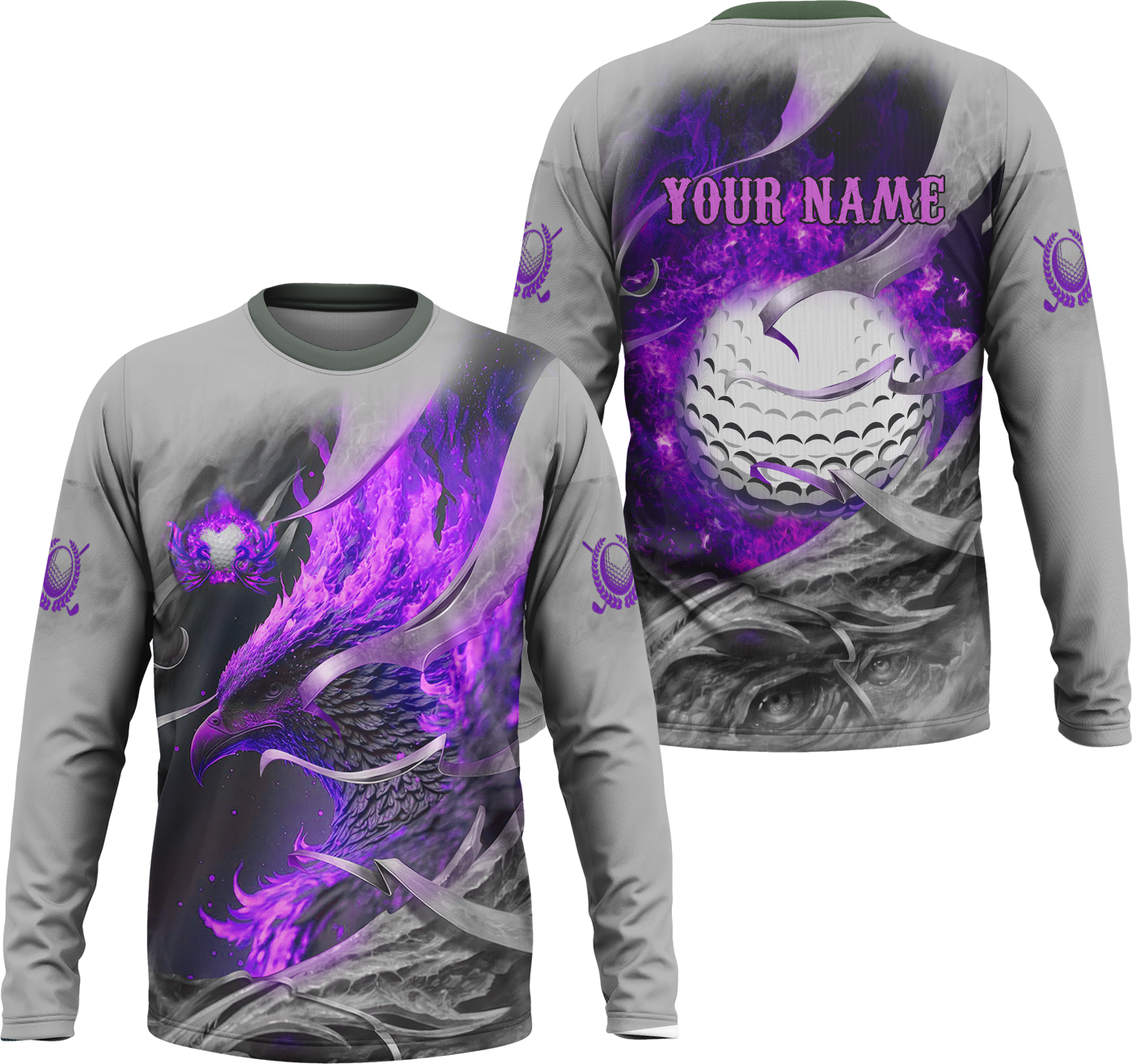 Purple Phoenix Custom Golf Polo Shirt, Golf Apparel, Golf Gift For Men