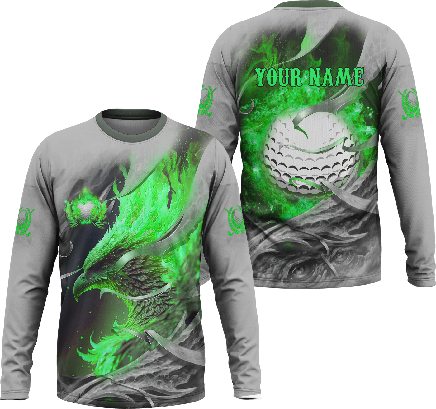 Green Phoenix Custom Golf Polo Shirt, Golf Apparel, Golf Gift For Men