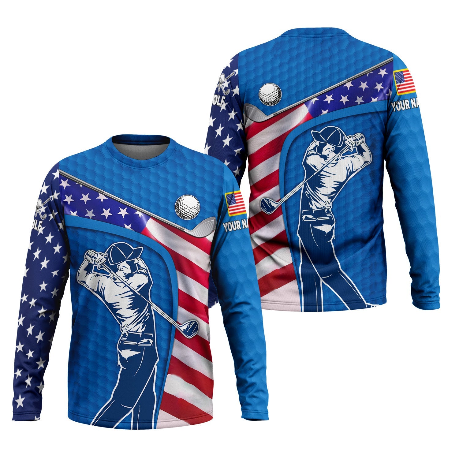 Blue Custom Men's Golf Polo Shirt, Golfing Apparel, Mens Golf Gift