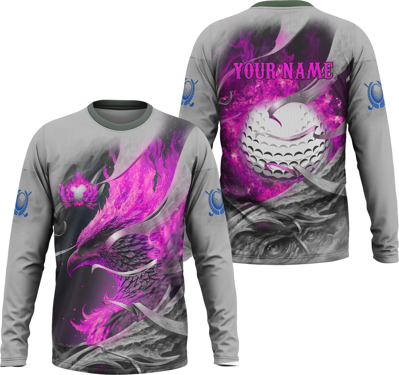 Pink Phoenix Custom Golf Polo Shirt, Golf Apparel, Golf Gift For Men