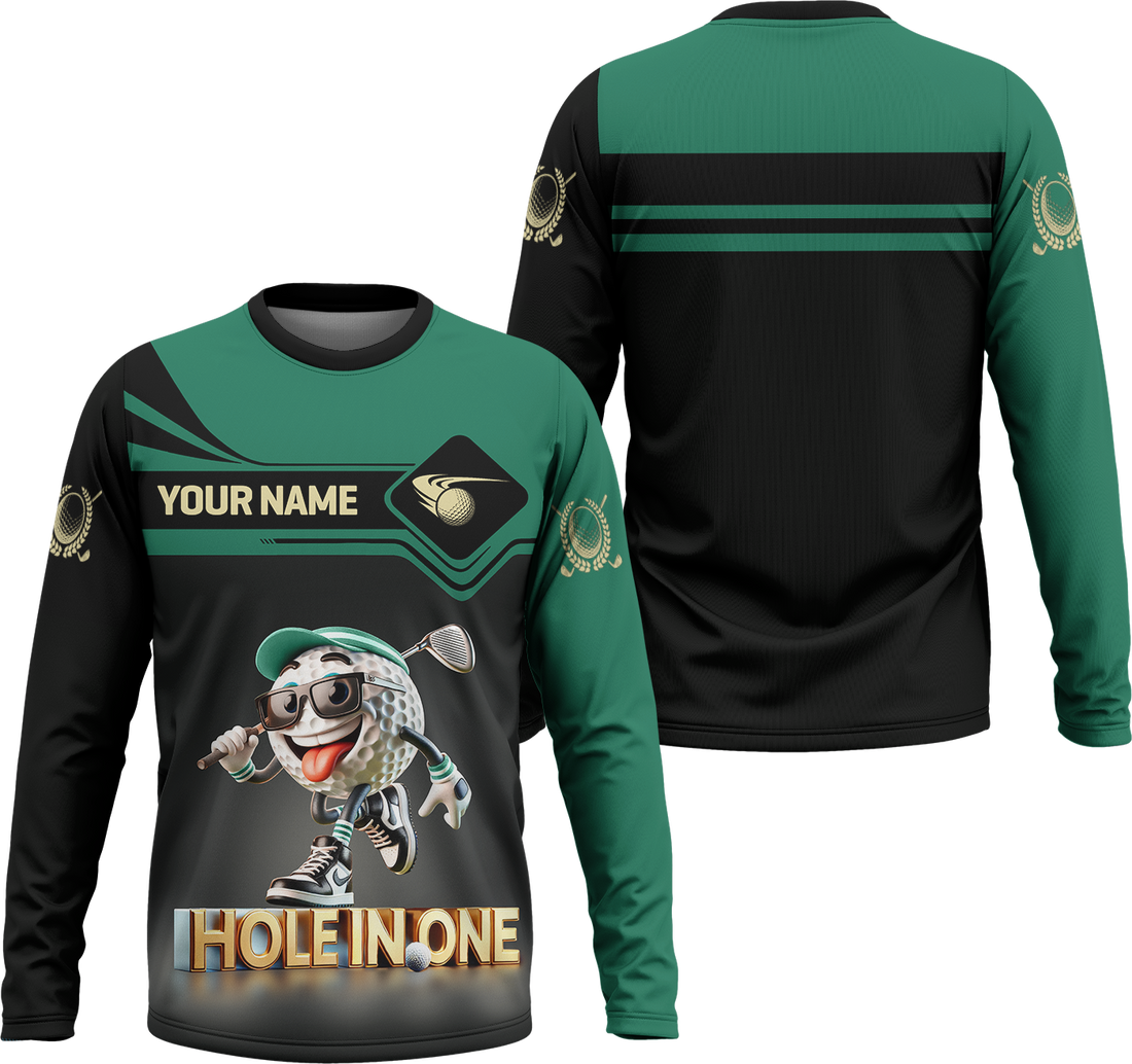 Hole In One Funny Golf Ball, Custom Men's Golf Polo Shirt, Golfing Apparel, Funny Golf Shirt, Gift For Golfers