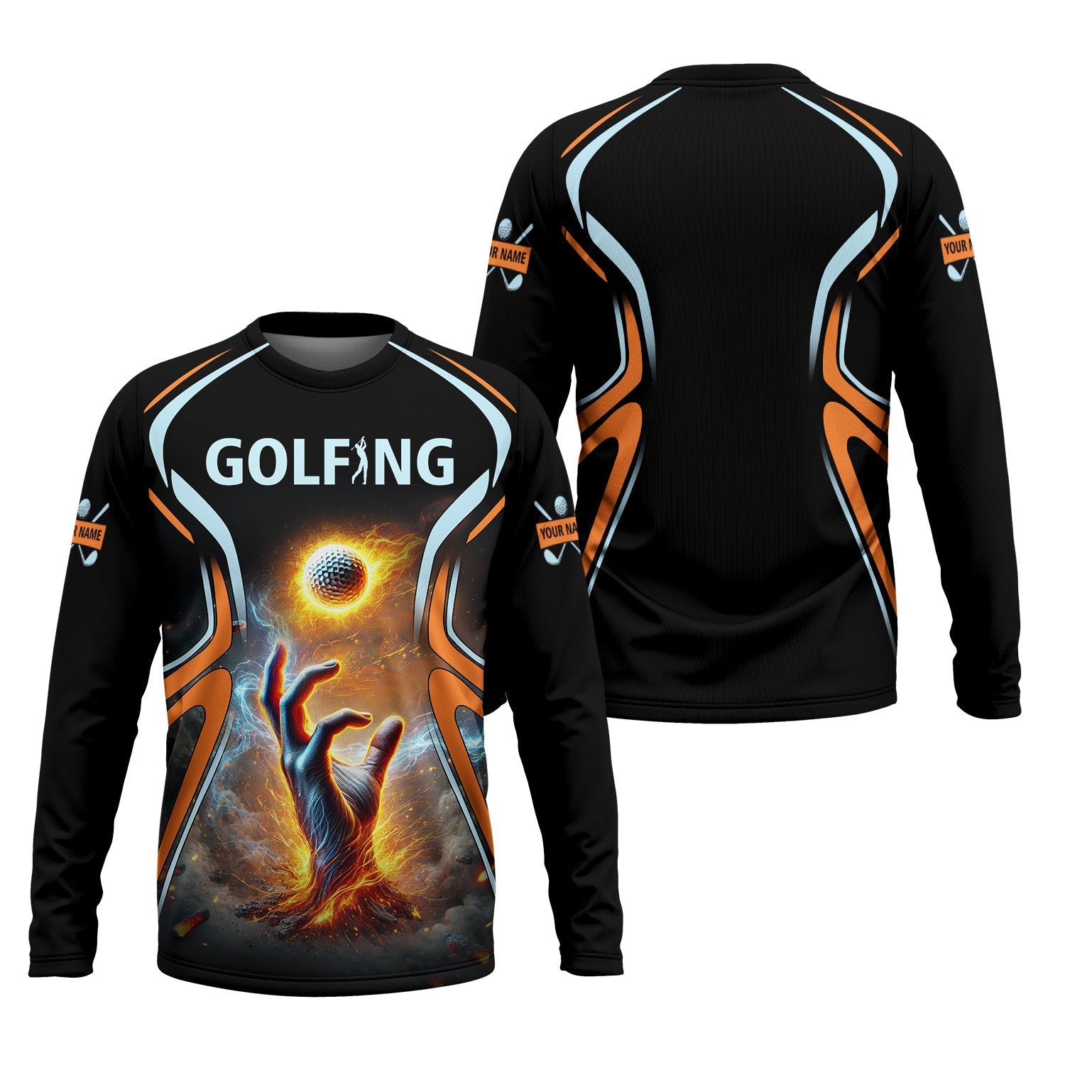 Golf Ball Fire Custom Golfing Men's Golf Polo Shirt, Golfing Apparel, Mens Golf Gift