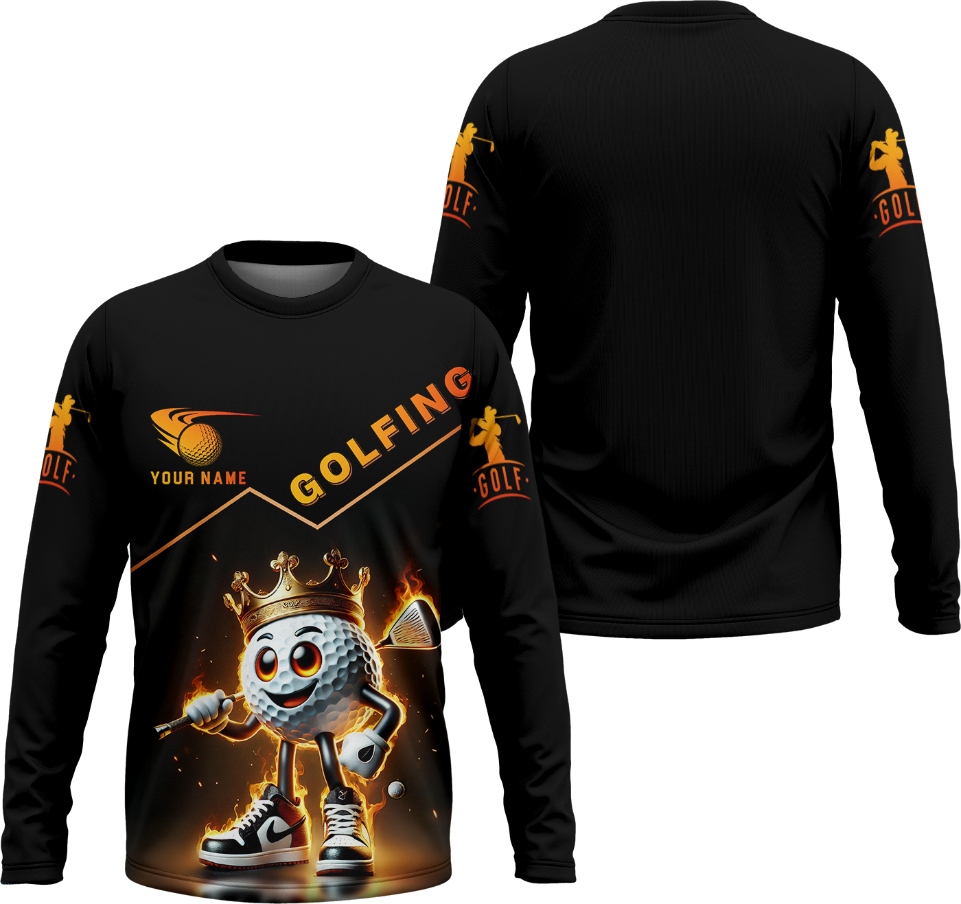 Custom Golf King Fire, Men's Golf Polo Shirt With Name, Golfing Apparel, Gift For Golfers