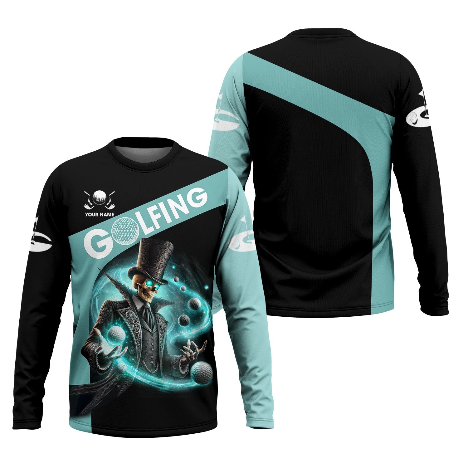 Skeleton Golf Custom Men's Golf Polo Shirt, Golfing Apparel, Skull Golf Shirt, Gift For Golfers