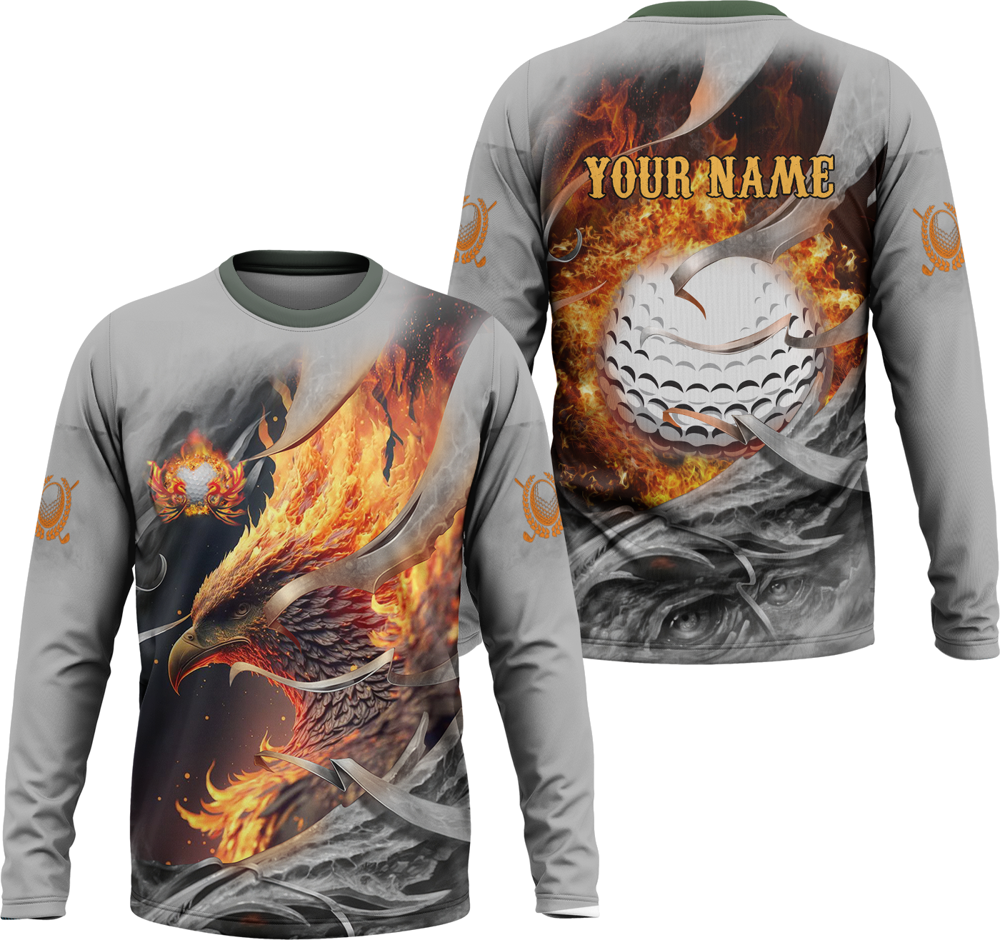 Fire Phoenix Custom Golf Polo Shirt, Golf Apparel, Golf Gift For Men