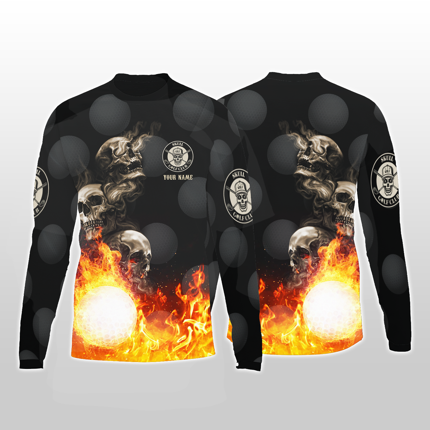 Skull And Fire Custom Golf Polo Shirt, Gift For Golfers, Golf Gift For Men