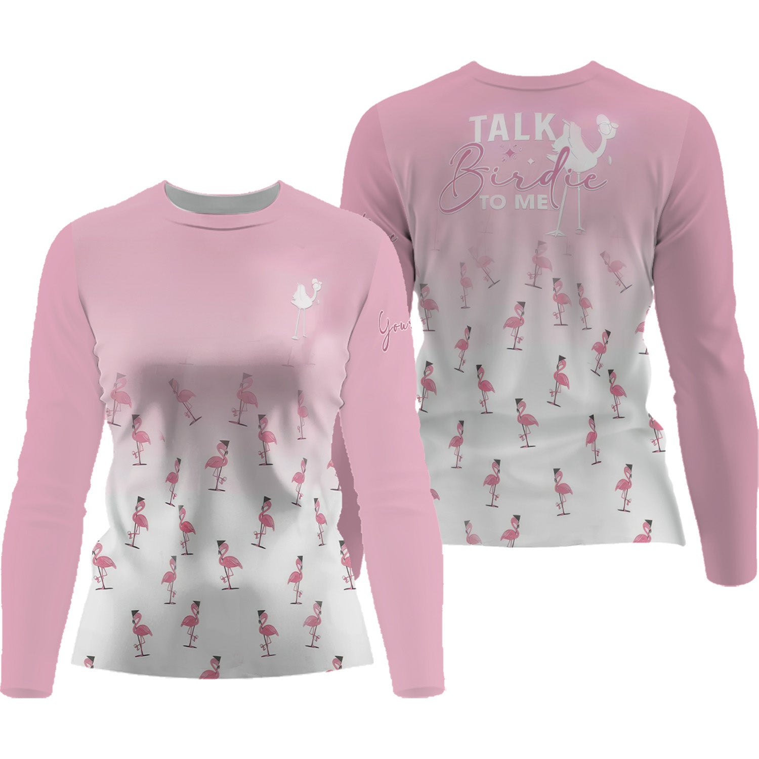 Talk Birdie To Me Flamingo Womens Golf Polo Shirt, Custom Ladies Golf Shirt, Womens Golf Gifts