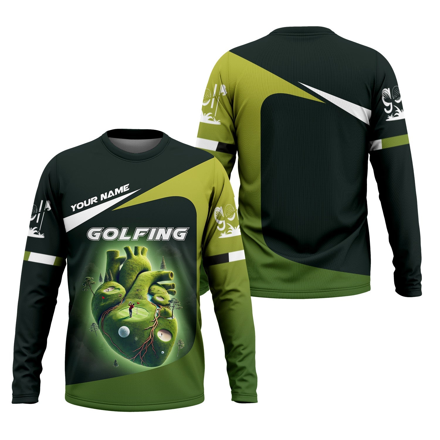 Heart Golf Custom Men's Golf Polo Shirt, Golfing Apparel, Mens Golf Gift