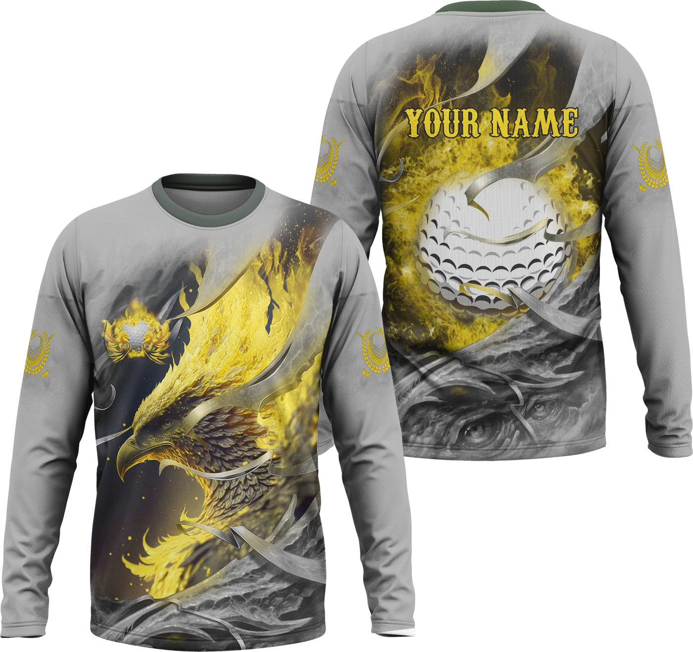 Golden Phoenix Custom Golf Polo Shirt, Golf Apparel, Golf Gift For Men