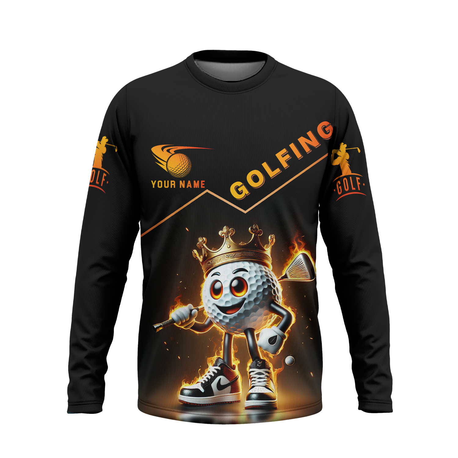 Custom Golf King Fire, Men's Golf Polo Shirt With Name, Golfing Apparel, Gift For Golfers