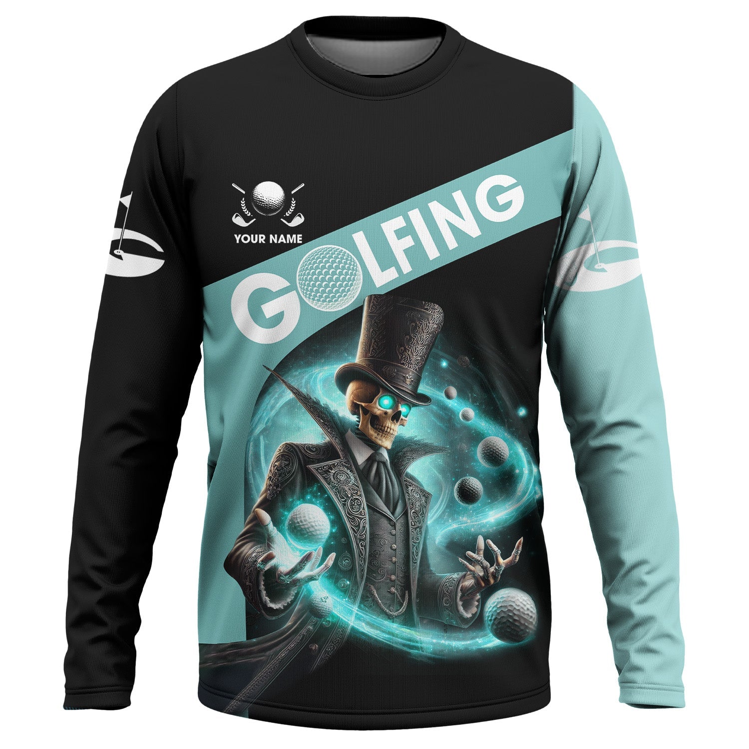 Skeleton Golf Custom Men's Golf Polo Shirt, Golfing Apparel, Skull Golf Shirt, Gift For Golfers