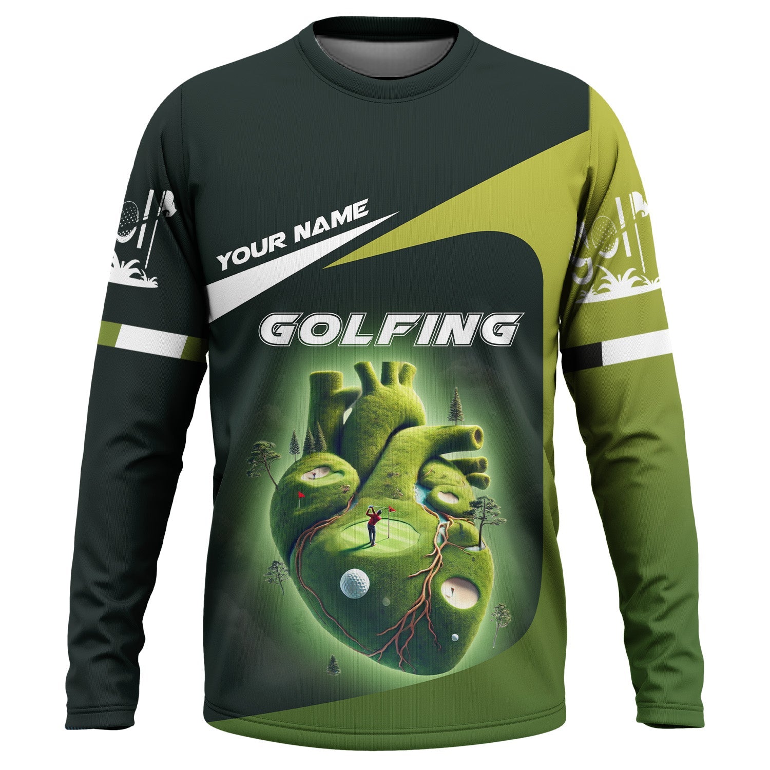 Heart Golf Custom Men's Golf Polo Shirt, Golfing Apparel, Mens Golf Gift