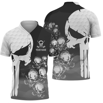 Punisher Skull Golf Polo Shirt, Skull 3D Art Shirt, Golfing Apparel, Gift For Golfers