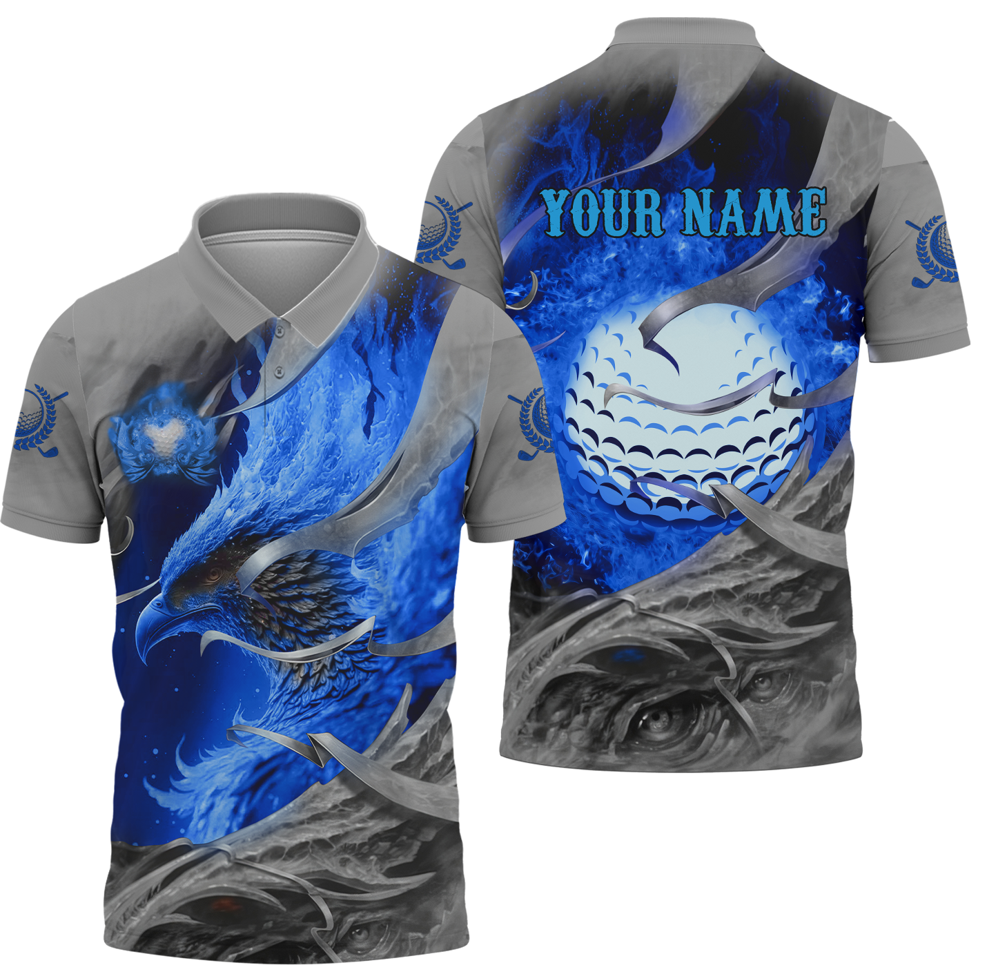 Blue Phoenix Custom Golf Polo Shirt, Golf Apparel, Golf Gift For Men
