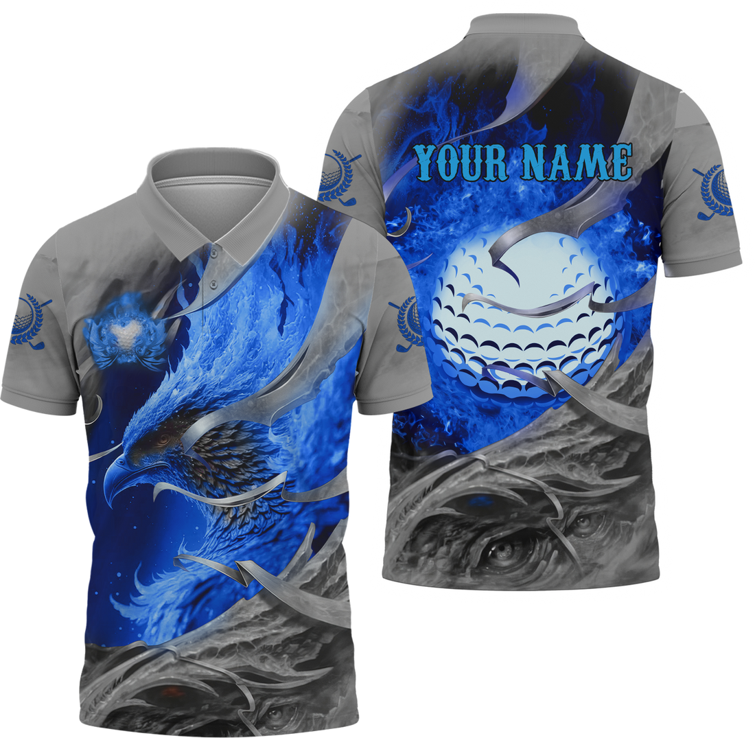 Blue Phoenix Custom Golf Polo Shirt, Golf Apparel, Golf Gift For Men