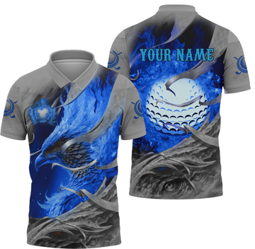 Blue Phoenix Custom Golf Polo Shirt, Golf Apparel, Golf Gift For Men