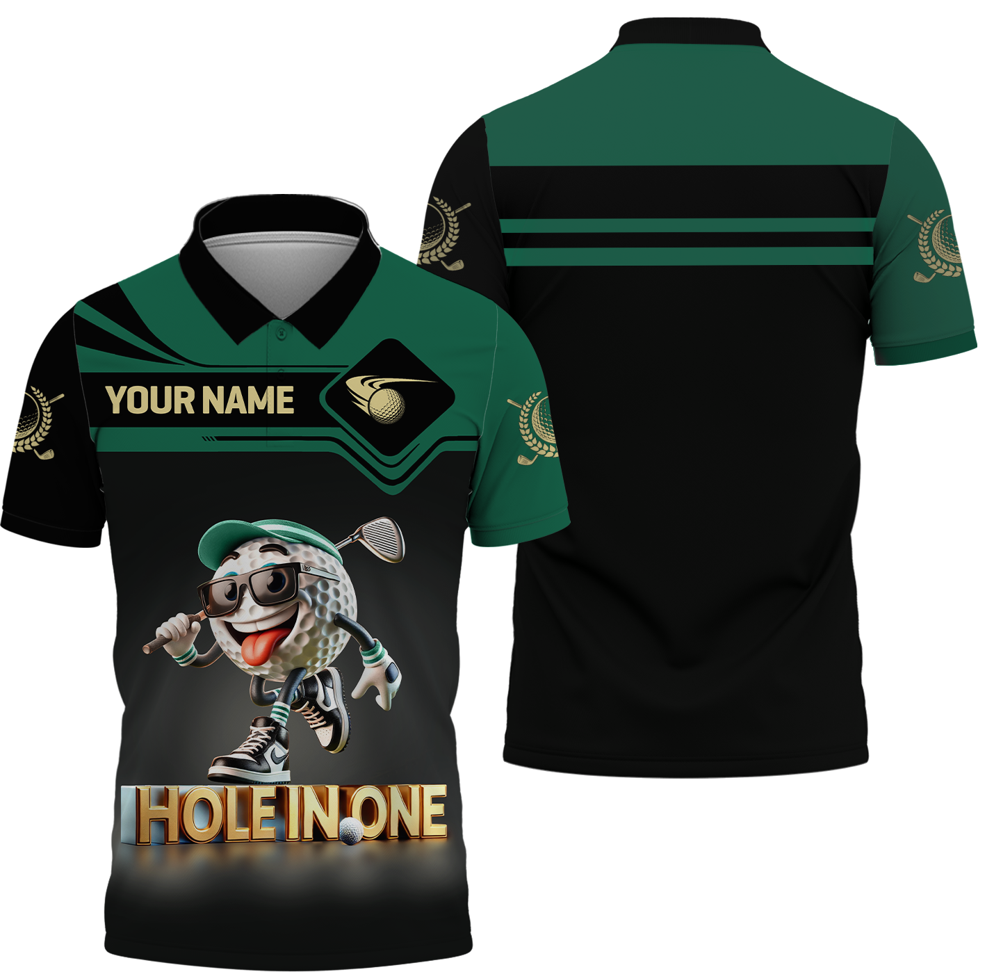 Hole In One Funny Golf Ball, Custom Men's Golf Polo Shirt, Golfing Apparel, Funny Golf Shirt, Gift For Golfers