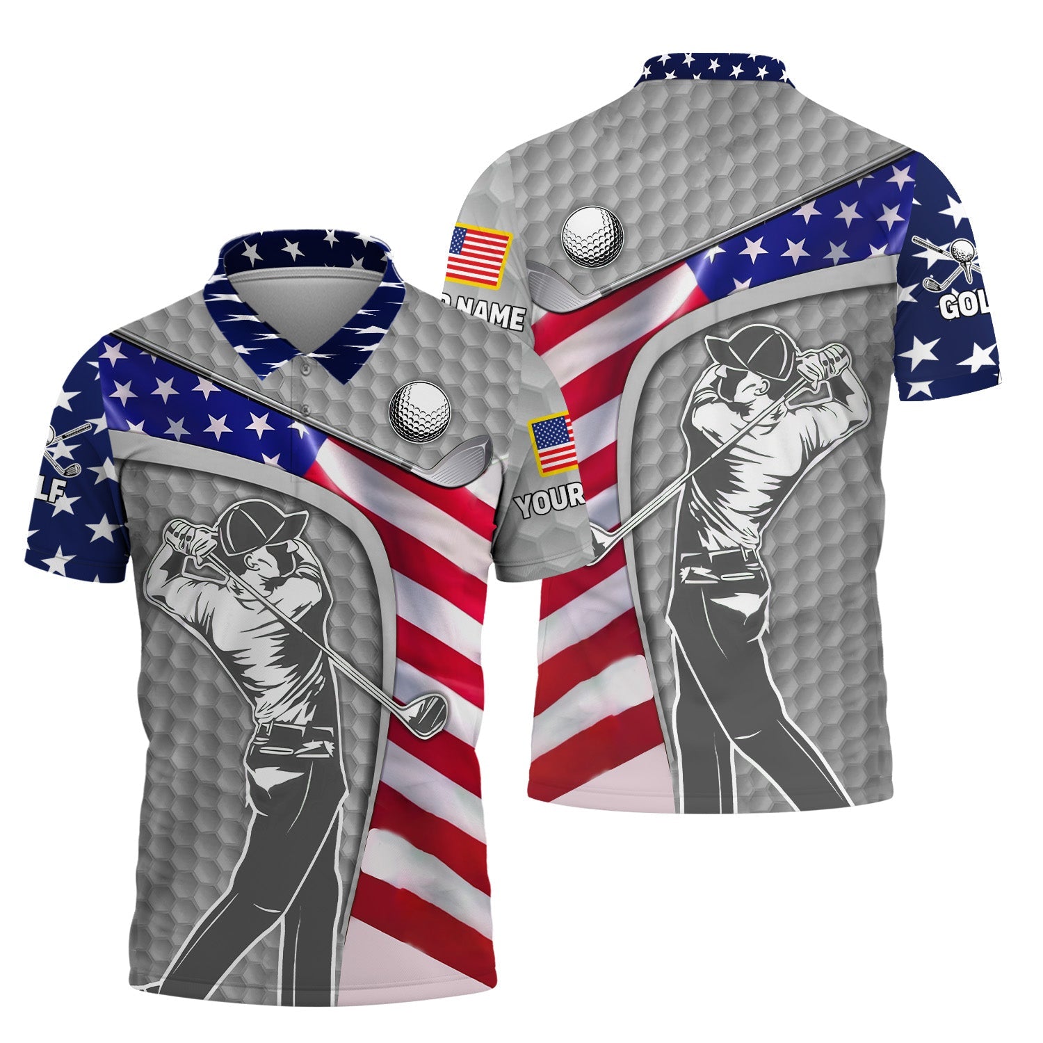 Light Grey Custom Men's Golf Polo Shirt, Golfing Apparel, Mens Golf Gift