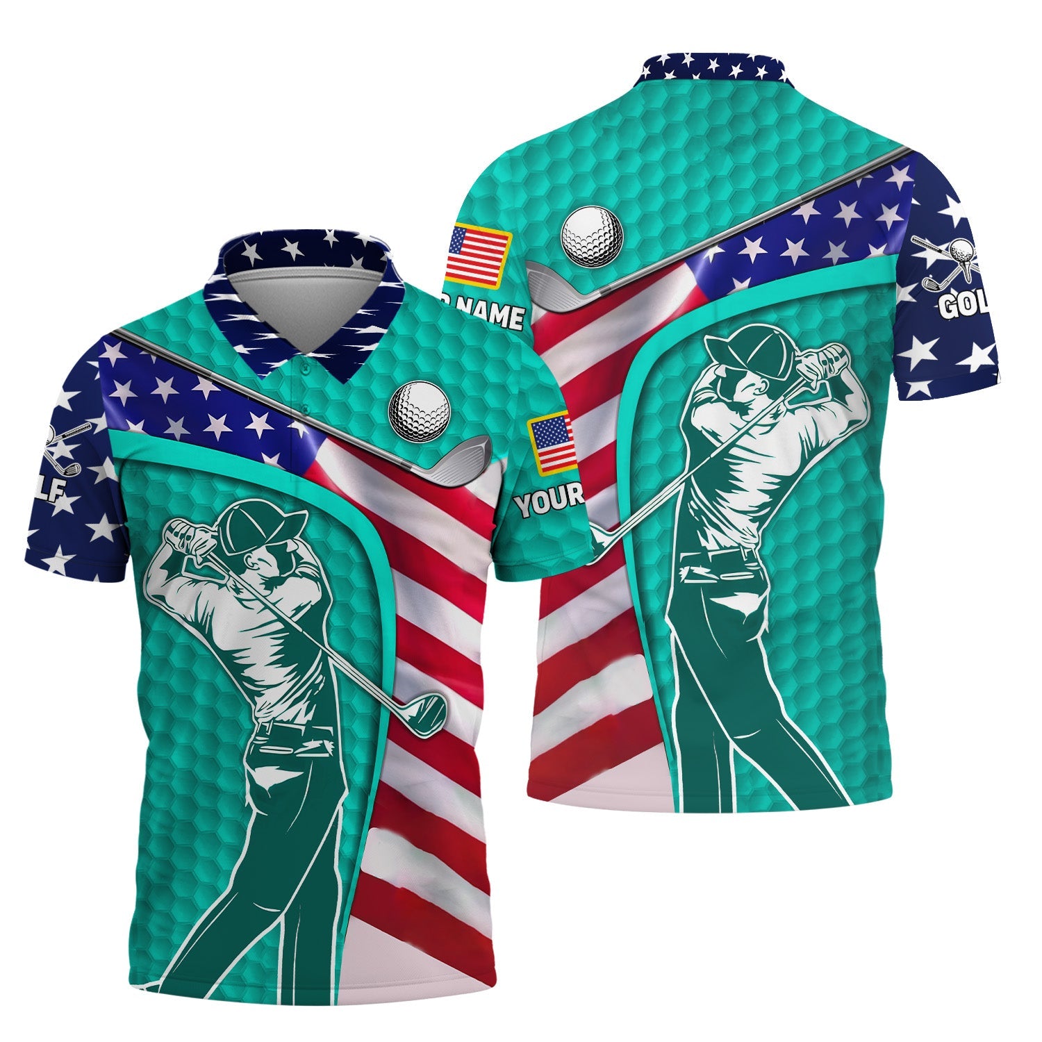 Cyan Custom Men's Golf Polo Shirt, Golfing Apparel, Mens Golf Gift