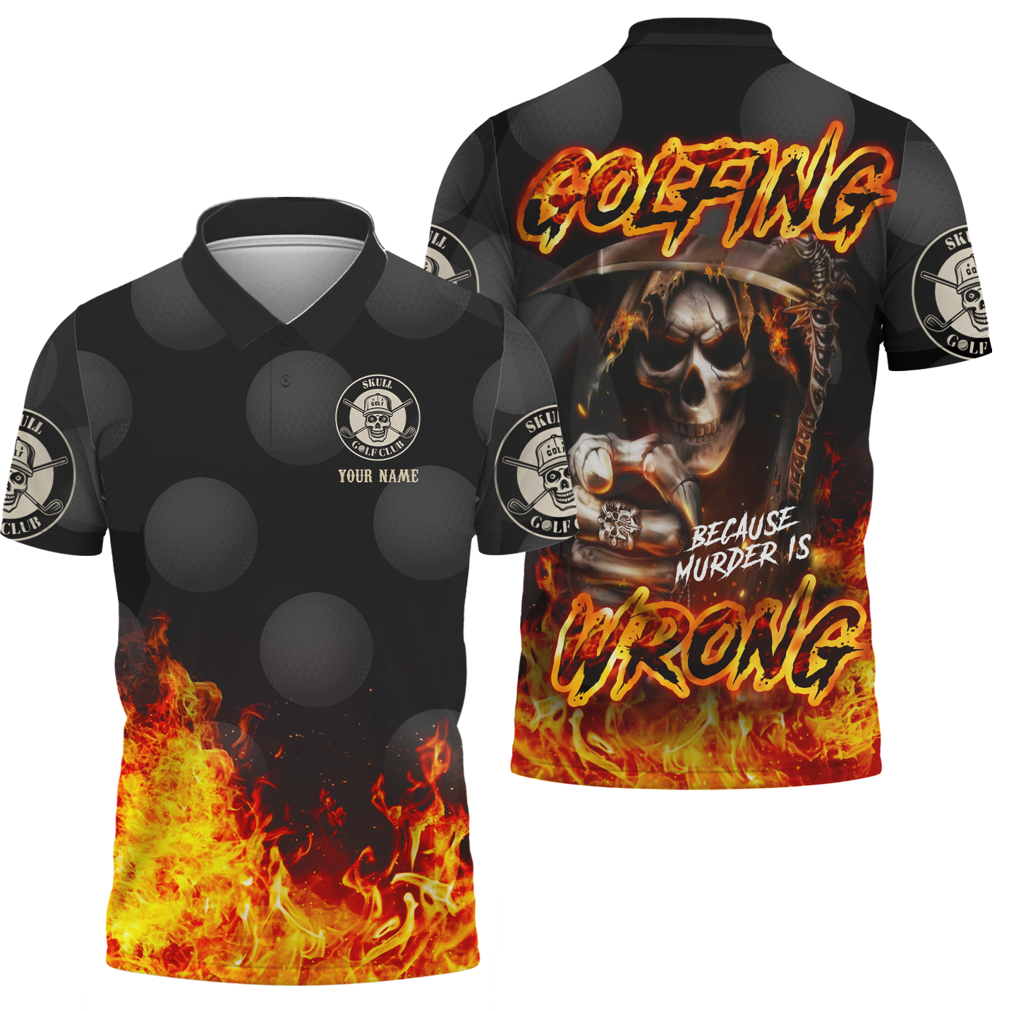 Golfing Wrong Skull Custom Golf Shirt, Gift For Golfers, Golf Gift For Men