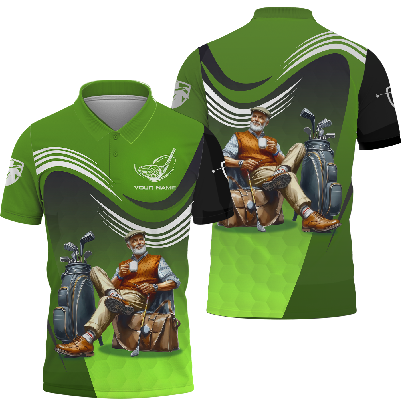 Classic Senior Golfer Custom Men's Golf Polo Shirt, Golfing Apparel, Gift For Golfers