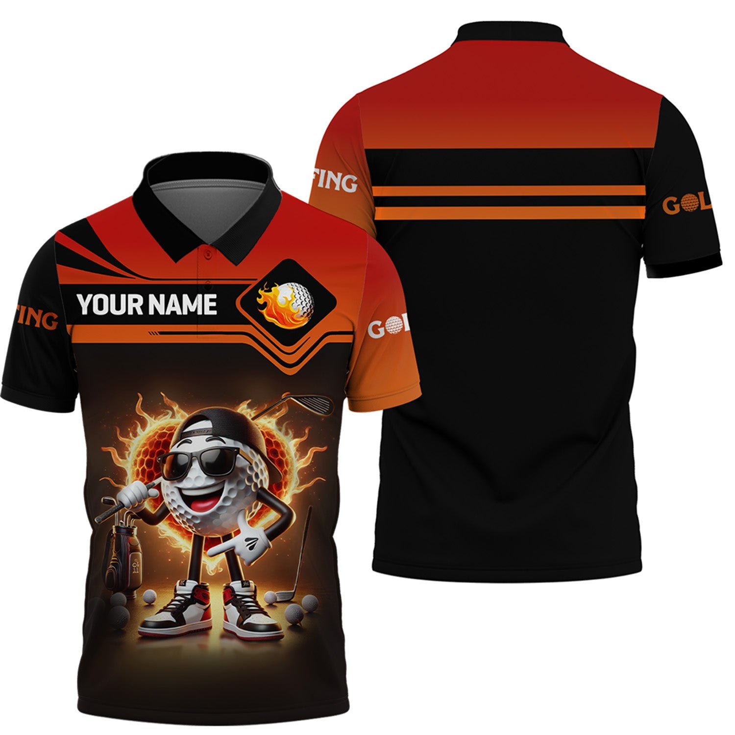 Cool Golf Ball Shirt, Custom Funny Men's Golf Polo Shirt, Golfing Apparel, Gift For Golfers