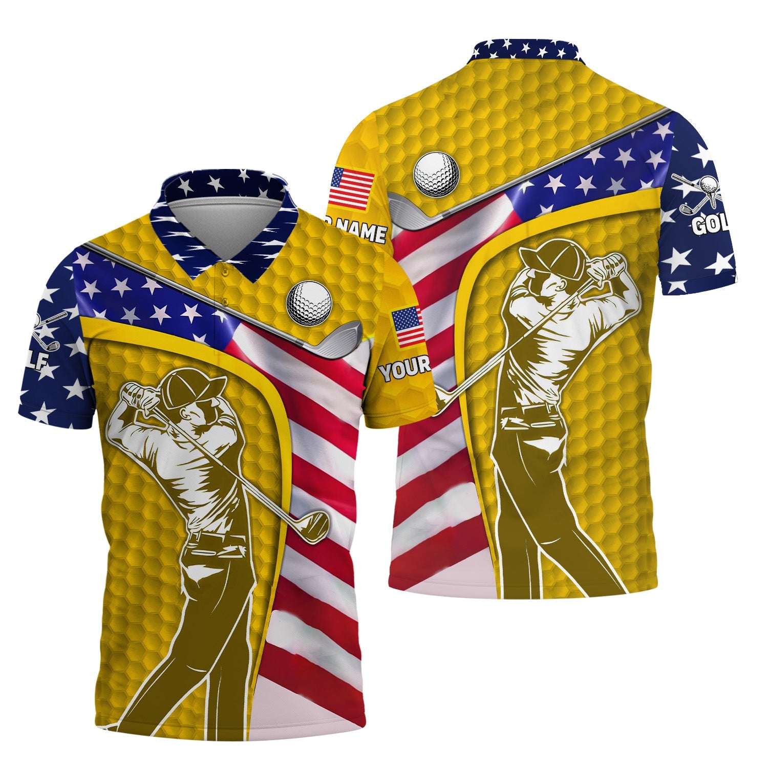 Yellow Custom Men's Golf Polo Shirt, Golfing Apparel, Mens Golf Gift