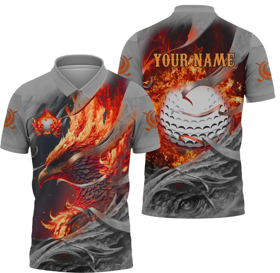 Red Phoenix Custom Golf Polo Shirt, Golf Apparel, Golf Gift For Men