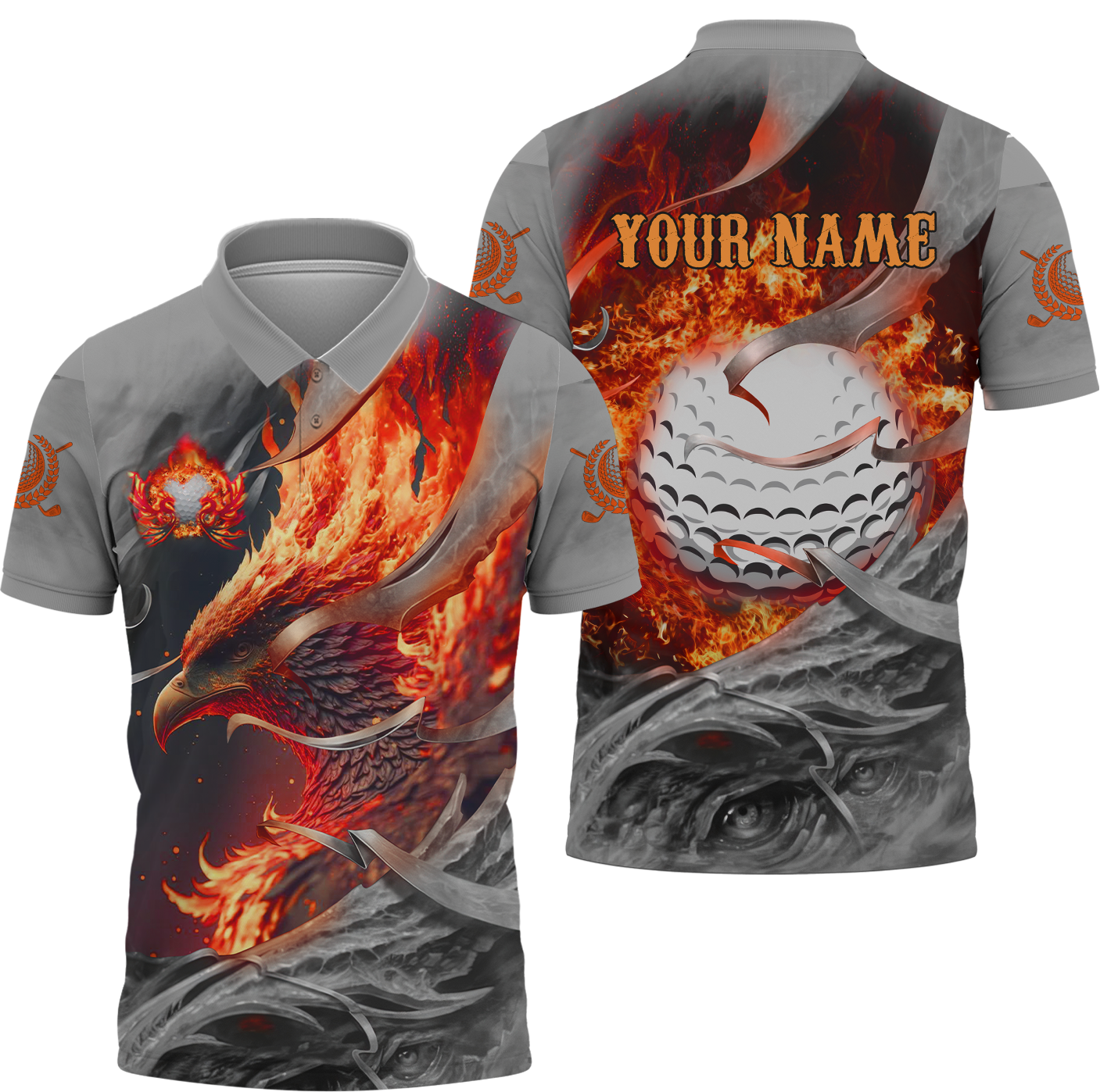 Red Phoenix Custom Golf Polo Shirt, Golf Apparel, Golf Gift For Men