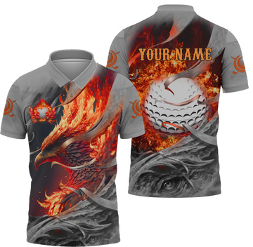 Red Phoenix Custom Golf Polo Shirt, Golf Apparel, Golf Gift For Men
