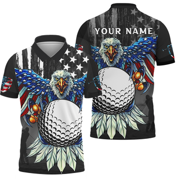 America Eagle Custom Golf Polo Shirt, Gift For Golfers, Golf Gift Ideas