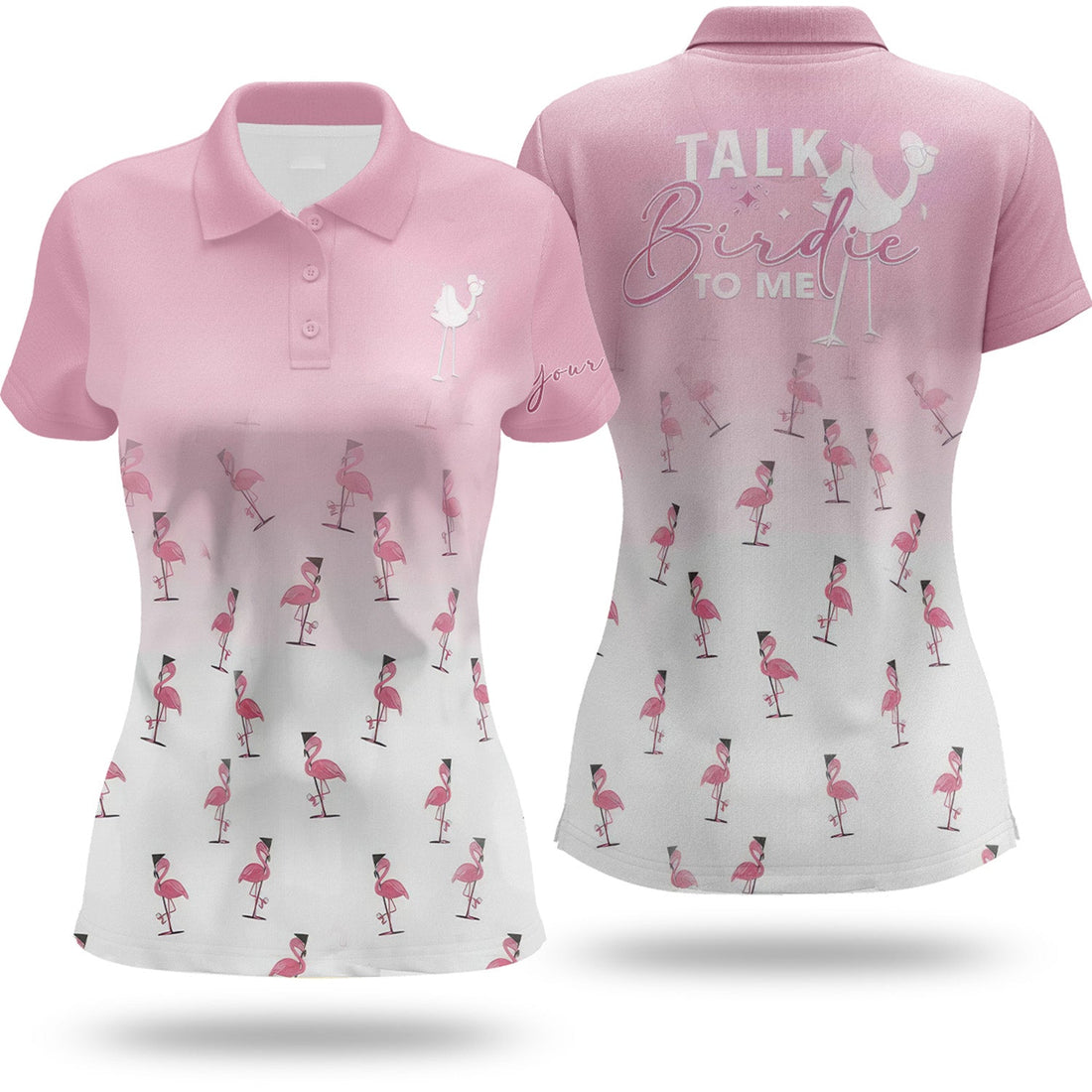 Talk Birdie To Me Flamingo Womens Golf Polo Shirt, Custom Ladies Golf Shirt, Womens Golf Gifts