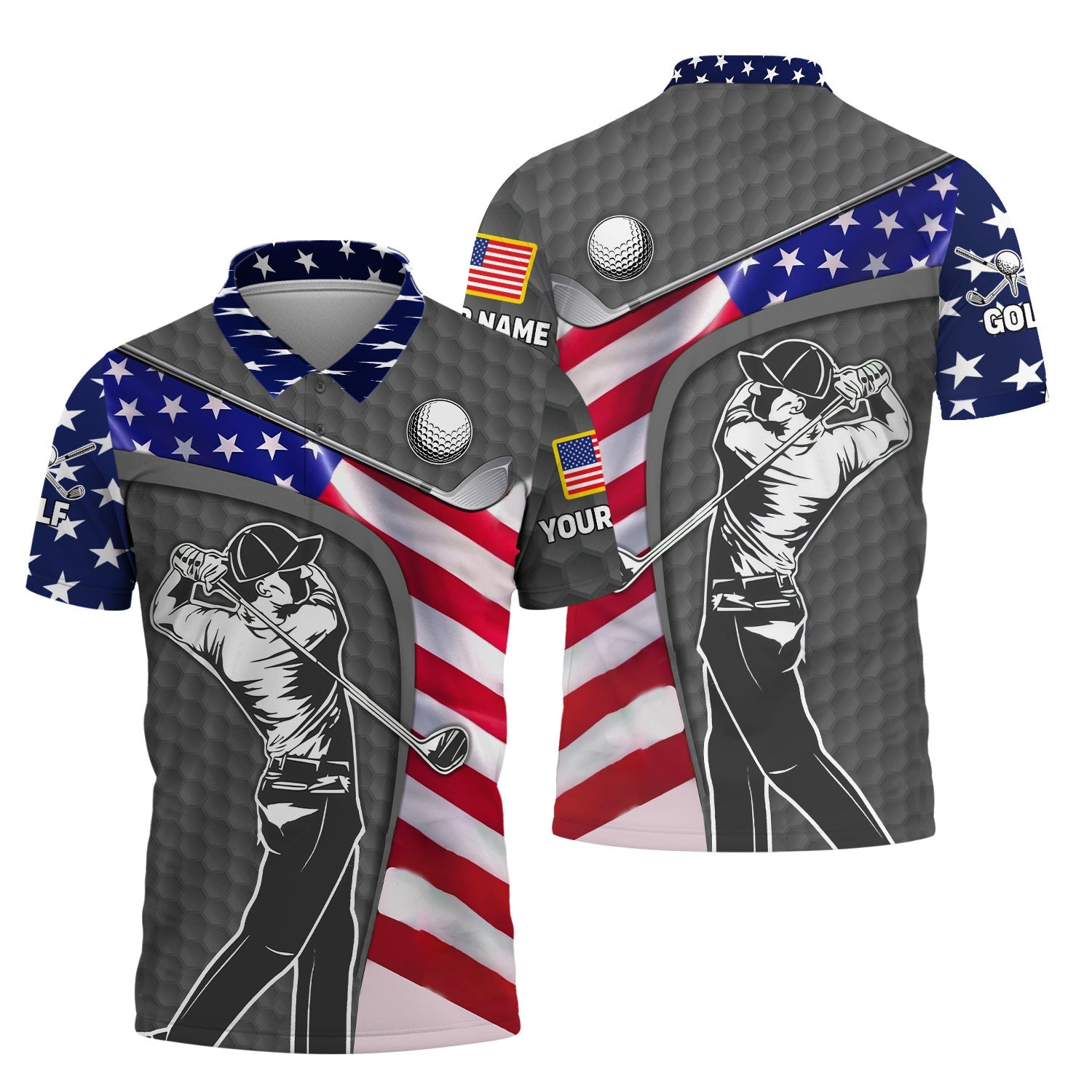 Grey Custom Men's Golf Polo Shirt, Golfing Apparel, Mens Golf Gift