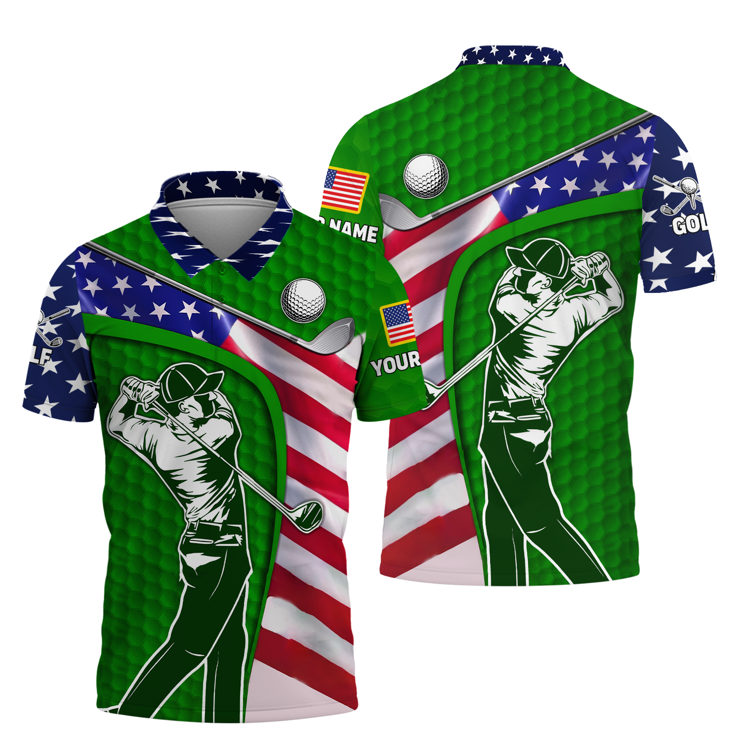 Green Custom Men's Golf Polo Shirt, Golfing Apparel, Mens Golf Gift