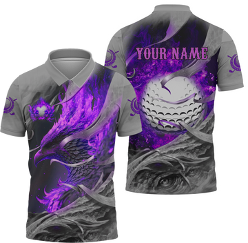 Purple Phoenix Custom Golf Polo Shirt, Golf Apparel, Golf Gift For Men