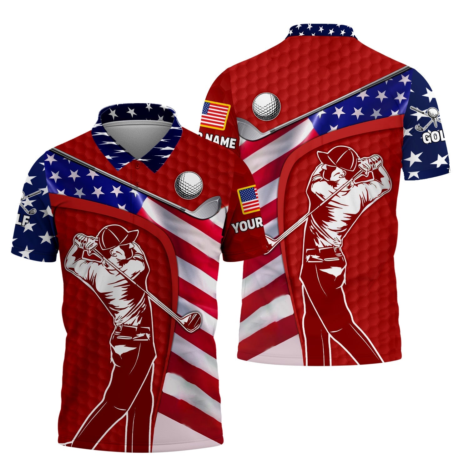 Red Custom Men's Golf Polo Shirt, Golfing Apparel, Mens Golf Gift